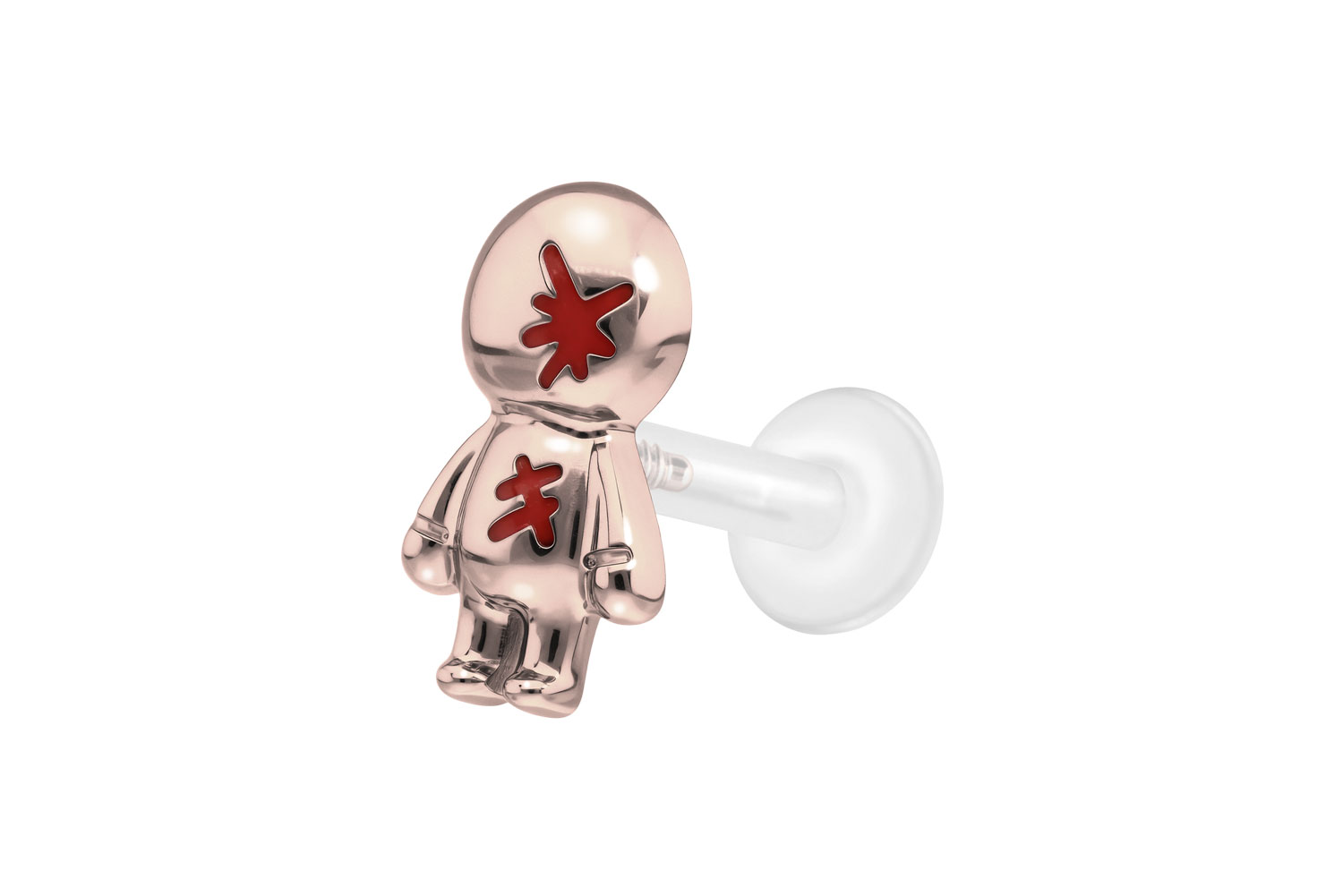 PTFE Labret Piercing mit Innengewinde + Titan-Aufsatz PUPPE